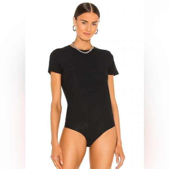 Commando Essential Cotton Crewneck Bodysuit in Black Size Small - Picture 2 of 6